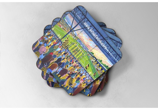 Abbey Stadium Fine Art Glass Coasters - Cambridge United FC Abbey Stadium Fine Art Glass Coasters - Cambridge United FC